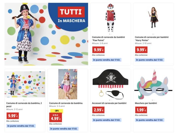 costumi carnevale LIDL